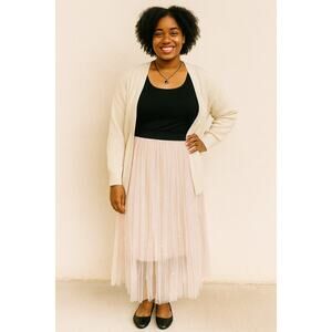 Sadie & Love dusty rose pink Tulle Skirt with pearl embellishments pleated large